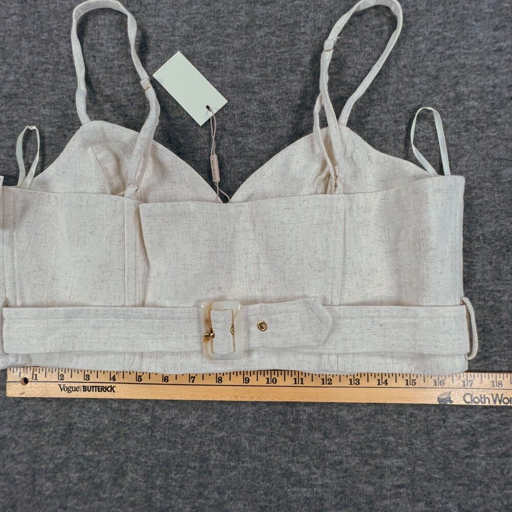NWT JLUXLABEL Linen Blend Crop Top XL Neutral Cream Belted Cami Bralette New - Picture 5 of 8